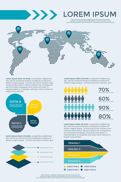 Infographics Elements Collection - zakelijke vectorillustratie voor presentatie, boekje, website, blog, werkstroomlay-out, brochure, banner, kaart, opvoeren opties, webdesign, poster, flyer, tijdlijn.