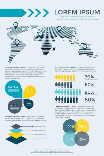 Infographics Elements Collection - zakelijke vectorillustratie voor presentatie, boekje, website, blog, werkstroomlay-out, brochure, banner, kaart, opvoeren opties, webdesign, poster, flyer, tijdlijn.