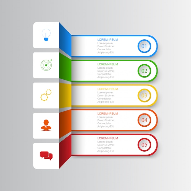 Infographics dell'opzione orizzontale dell'insegna di visualizzazione di dati di affari degli elementi