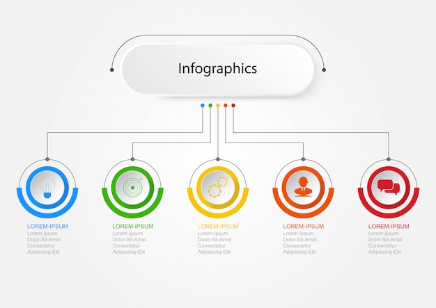 Infographics degli elementi orizzontali, opzione del passaggio del modello di cronologia di presentration