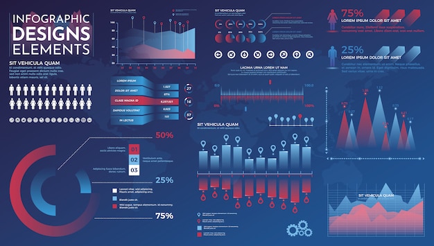 인포 그래픽 요소. 통계 그래프 및 금융 차트와 현대 Infographic 벡터 템플릿