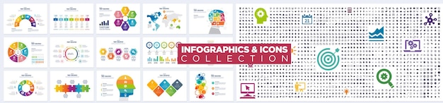 Vector infographics en iconen vector collectie pack