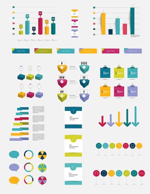 Infografica piatta, elementi 3d.