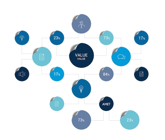 Diagramma di flusso dell'infografica schema delle ombre colorate