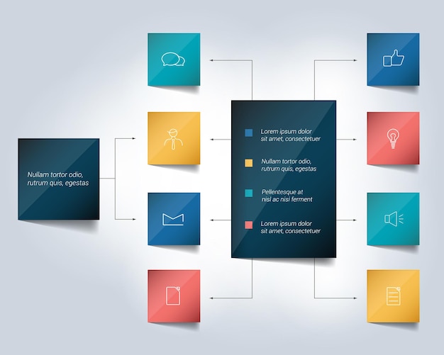 Infographics flowchart colored shadows scheme