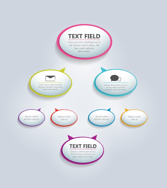 Infographics flowchart Colored shadows scheme