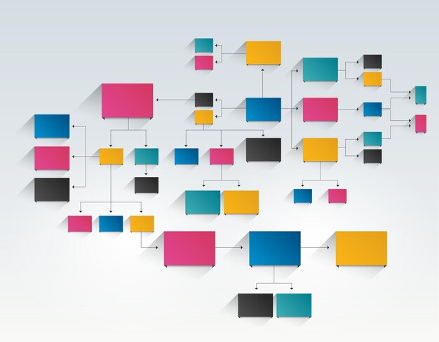 Infographics flowchart Colored shadows scheme