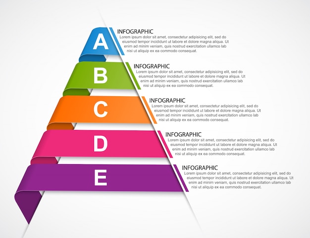 Infografica da nastri a forma di piramide.