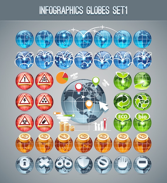 Vector infographics globes set1