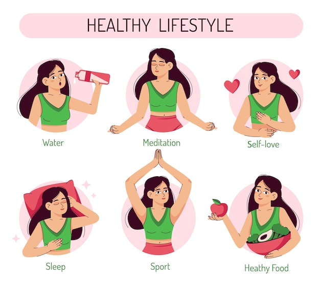 Инфографика о том, как вести здоровый образ жизни. Информационный баннер. Векторная иллюстрация с