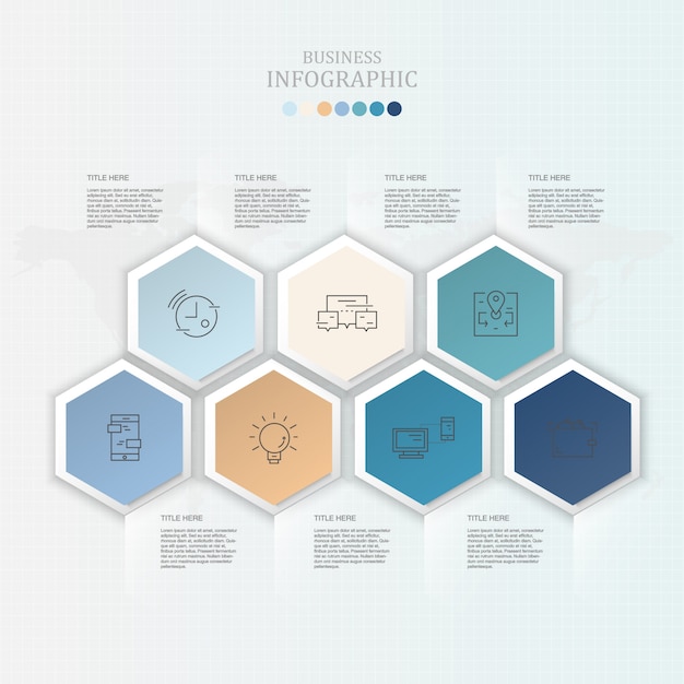 Infografica e icone per il concetto di business presente.