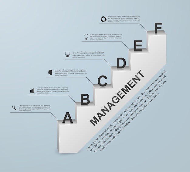 Infographics in 3D trap van succes in zaken.