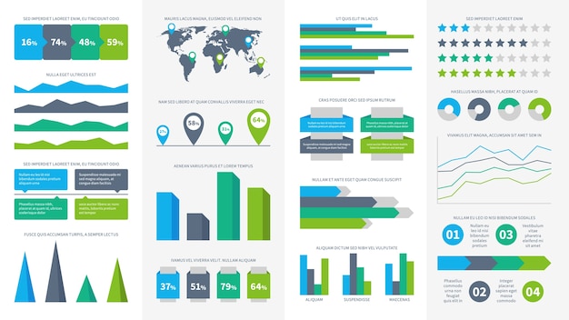 Infographics ingesteld. grafieken, diagrammen en grafieken. stroomdiagram, gegevensbalken en tijdlijn voor rapportpresentatie, infographic symbool van het in kaart brengen van tijdinfografiek economische groeisnelheidselementen