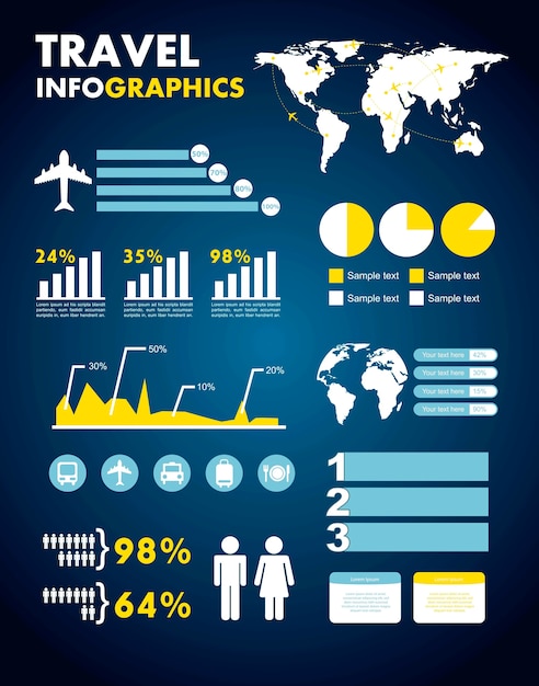 Vector infographics instellen met verschillende elementen vector illustratie