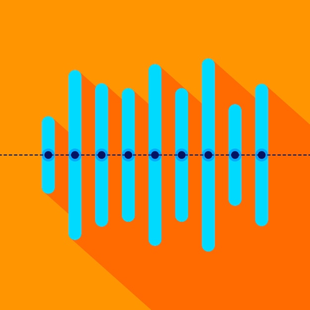 Infographics met lange schaduw op blauwe overlappende balken