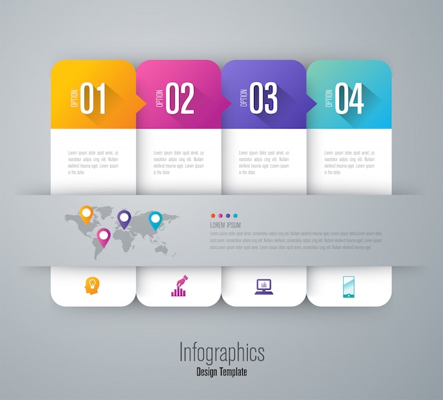 Infographics met stappen en opties