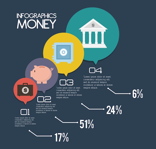 インフォグラフィックスマネーデザイン、ベクターイラスト