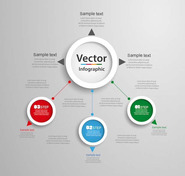 Modello di opzioni numero infografica con 3 passaggi.