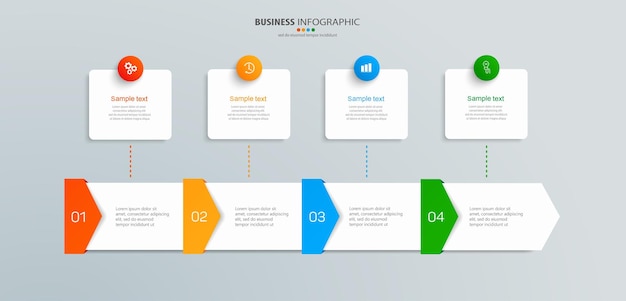 Infographics number options template with 4 steps