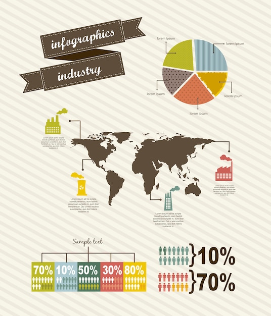 ベクトル 業界のヴィンテージスタイルのベクトル図のinfographics