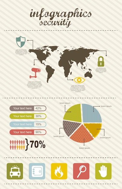 セキュリティヴィンテージスタイルのベクトル図のinfographics