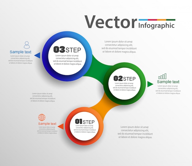 Infographics ontwerpconcept met drie opties of stappen