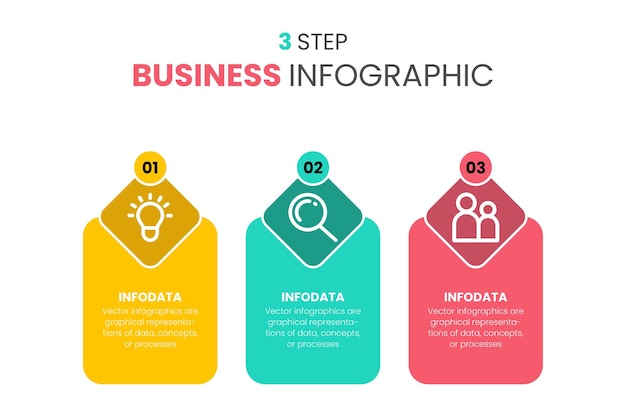 Infographics ontwerpsjabloon Bedrijfsconcept met 3 stappen