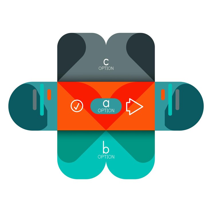 Vector infographics option and step by step in rounded squares element of chart graph diagram with options parts processes