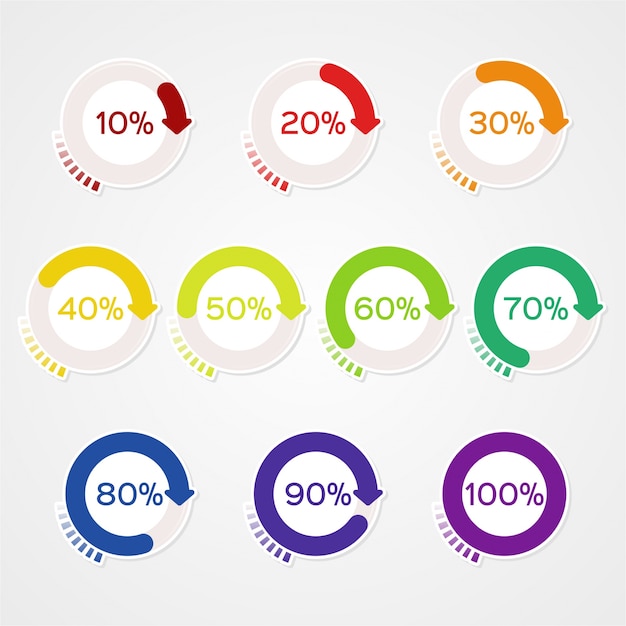 Vector infographics percentage scale set for diagrams and presentations