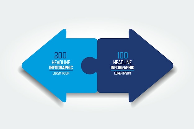 Infographics pijlen in tegenovergestelde richting puzzel Grafiek schema diagram