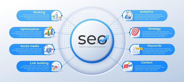 Vector infographics seo marketing ontwerp sjabloon.