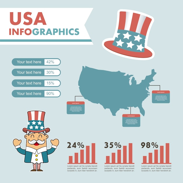 Vector infographics set with different elements  vector illustration