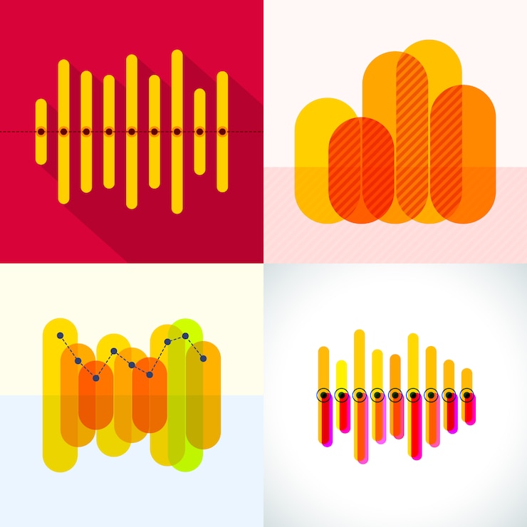 Vector infographics set with overlapping bars