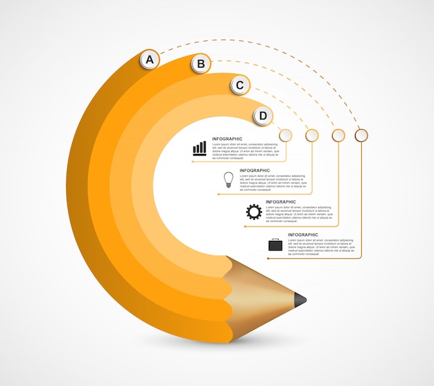 Infographics sjabloon met potlood.
