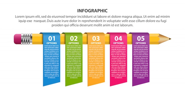 Infographics sjabloon met potlood