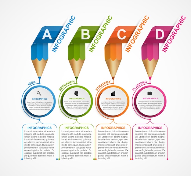 Infographics sjabloon met potlood