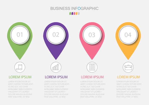 Infographics sjabloon met vier stappen of opties