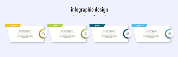 Vector infographics sjabloon tijdlijn met 4 stappen opties kunnen worden gebruikt voor workflow diagram info grafiek