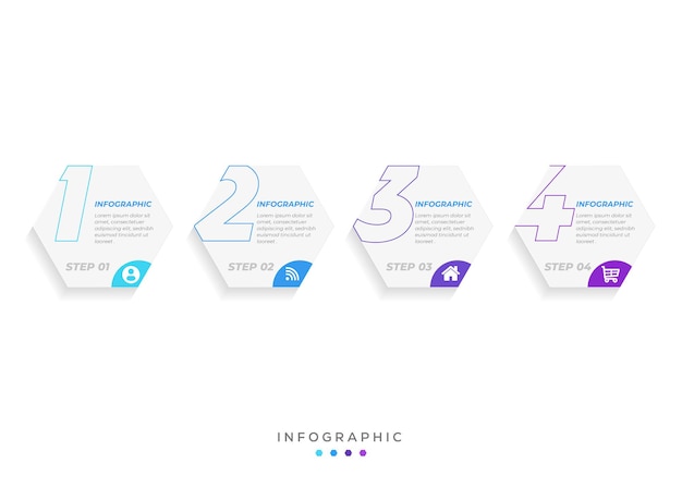 Vettore passaggi o processi di infografica numero di opzioni di progettazione del modello di flusso di lavoro