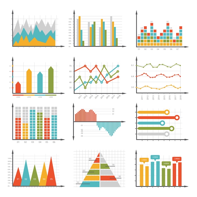 Вектор Инфографика символы. набор бизнес-графиков и диаграмм