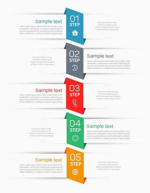 Infographics tab paper index template   with 5 steps