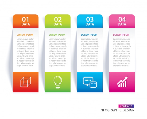 Indice della carta di infographics con 4 modelli di dati