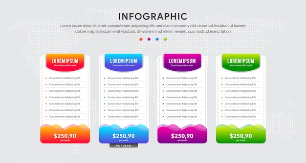 Vector infographics tab with four data template