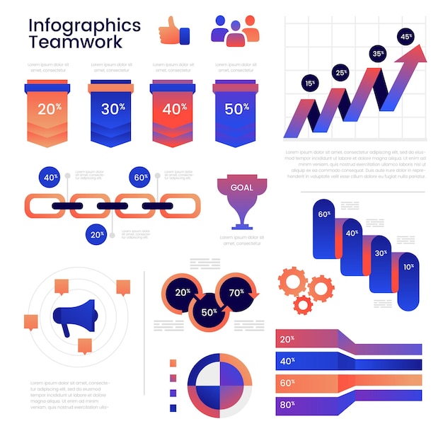 Vector infographics teamwork chart icon vector illustration vector for presentation brochure website