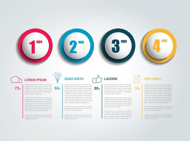 Infographics template Color arrows with text fields Simply vector design