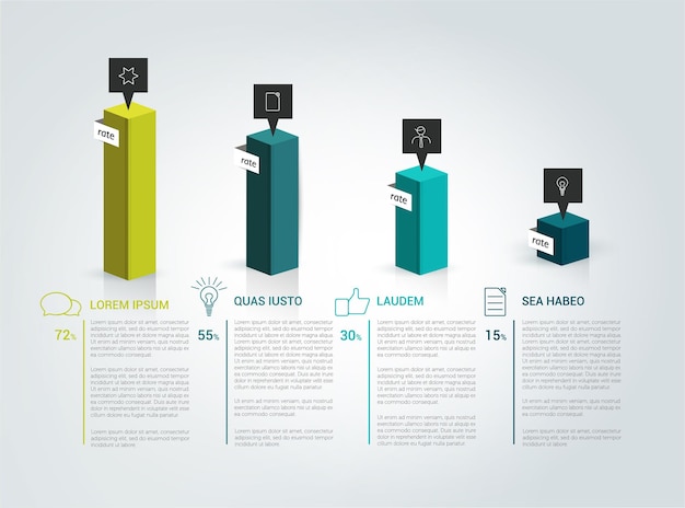 Vettore modello di infografica frecce colorate con campi di testo semplicemente disegno vettoriale