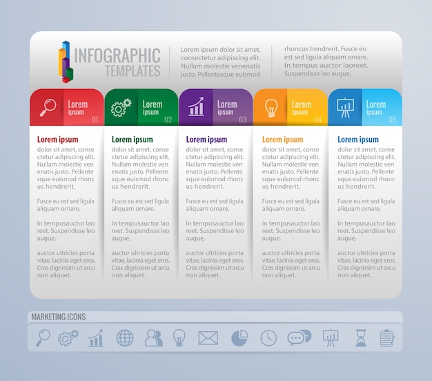 ベクトル infographicsテンプレートの設計とマーケティングのアイコンのベクトル
