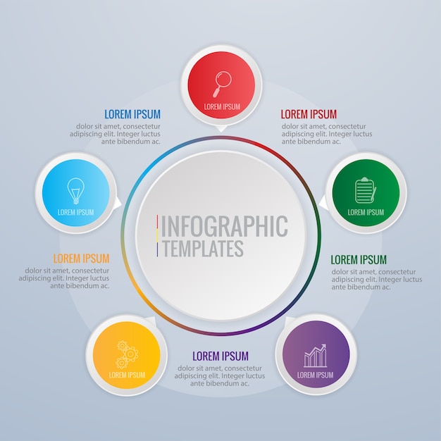 Vettore infografica modello di progettazione e marketing icone vettoriali