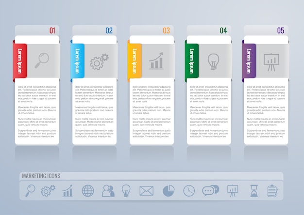 infographicsテンプレートの設計とマーケティングのアイコンのベクトル