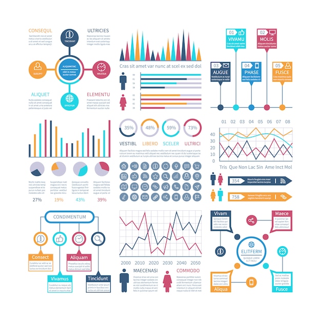 Vettore modello di infografica. grafici finanziari, grafico delle tendenze.